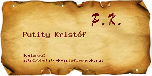 Putity Kristóf névjegykártya
